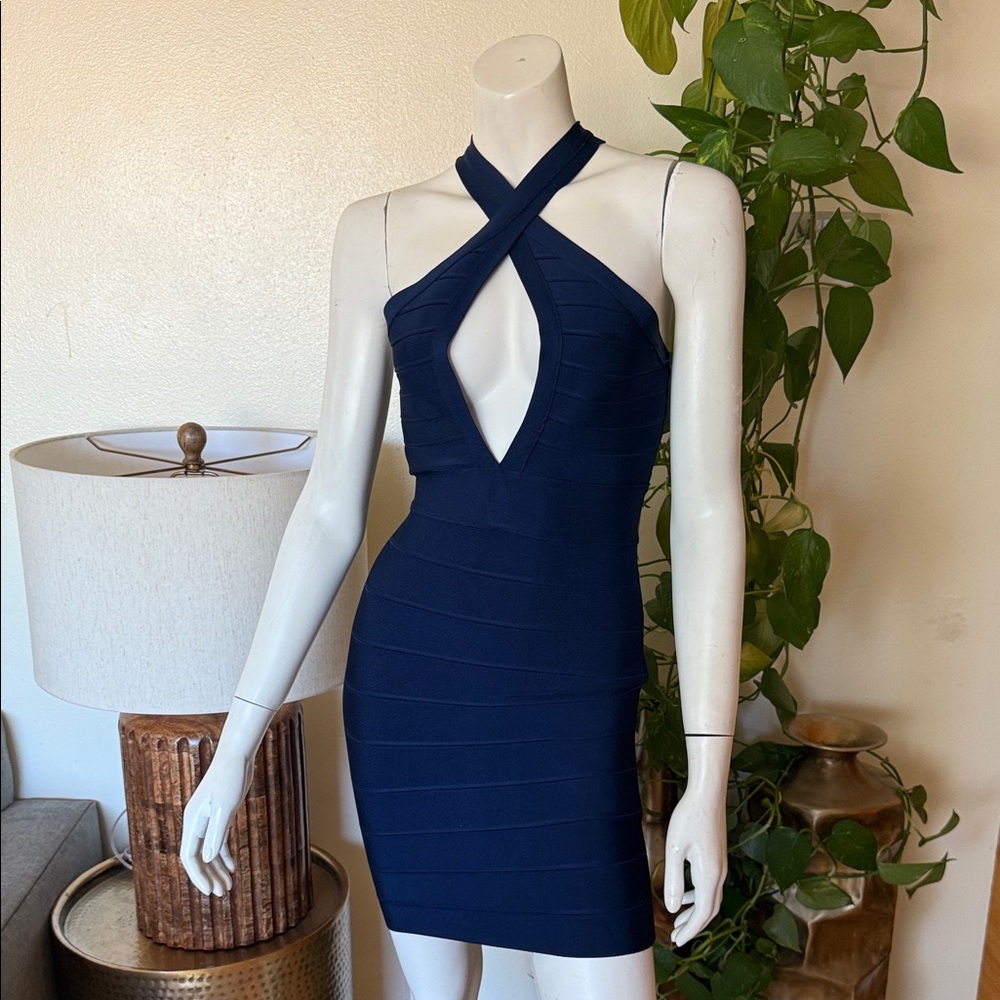 House of CB Navy Rich Blue Bodycon Halterneck Backless Dress